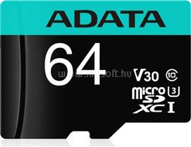 ADATA Premier Pro MicroSDXC memóriakártya 64GB, Class10, UHS-I U3 + adapter AUSDX64GUI3V30SA2-RA1 small