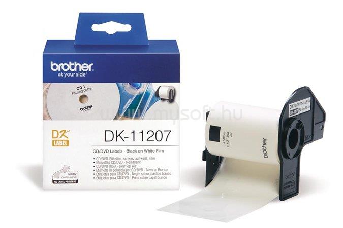 BROTHER DK-11207 fehér alapon fekete címke tekercsben CD/DVD feliratozáshoz 58mm (100 címke/tekercs)