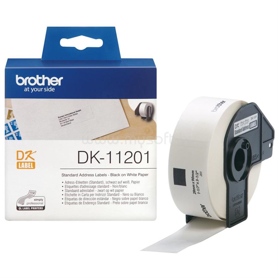 BROTHER DK-11201 fehér alapon fekete címke tekercsben 29mm x 90mm (400 címke/tekercs)
