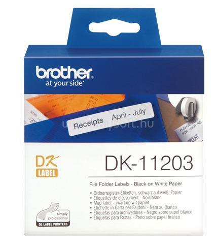 BROTHER DK-11203 fehér alapon fekete címke tekercsben 17mm x 87mm (400 címke/tekercs)