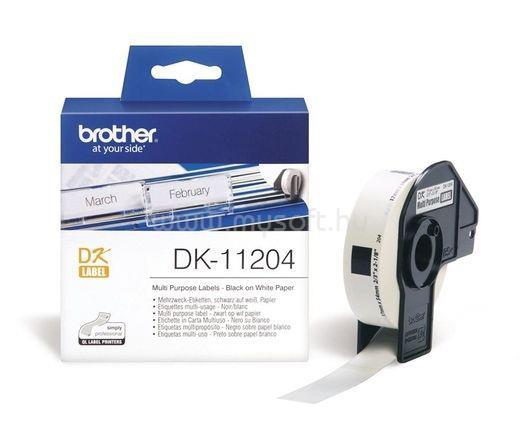 BROTHER DK-11204 fehér alapon fekete címke tekercsben 17mm x 54mm (400 címke/tekercs)