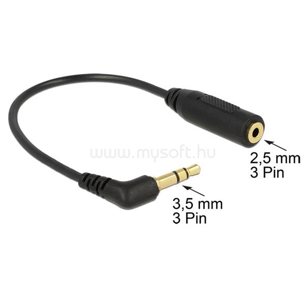 DELOCK kábel Audio Stereo jack 3.5mm 3 pin male 90 fokos to Stereo jack 2.5mm 3 pin female