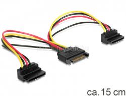 DELOCK Cable Power SATA 15pin > 2x SATA HDD - angled