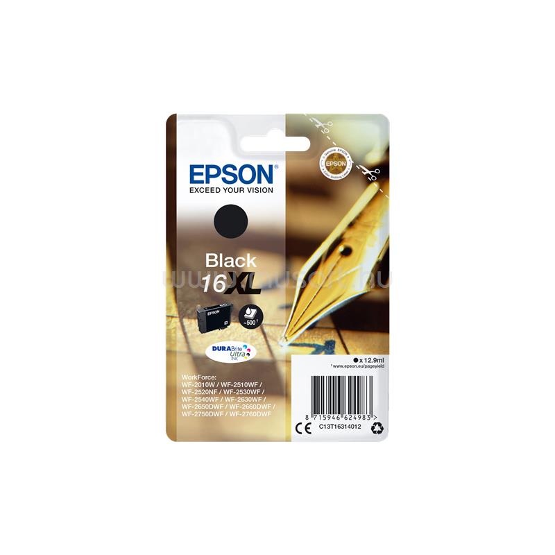 EPSON 16 XL Eredeti fekete Töltőtoll DURABrite Ultra extra nagy kapacitású tintapatron (500 oldal)