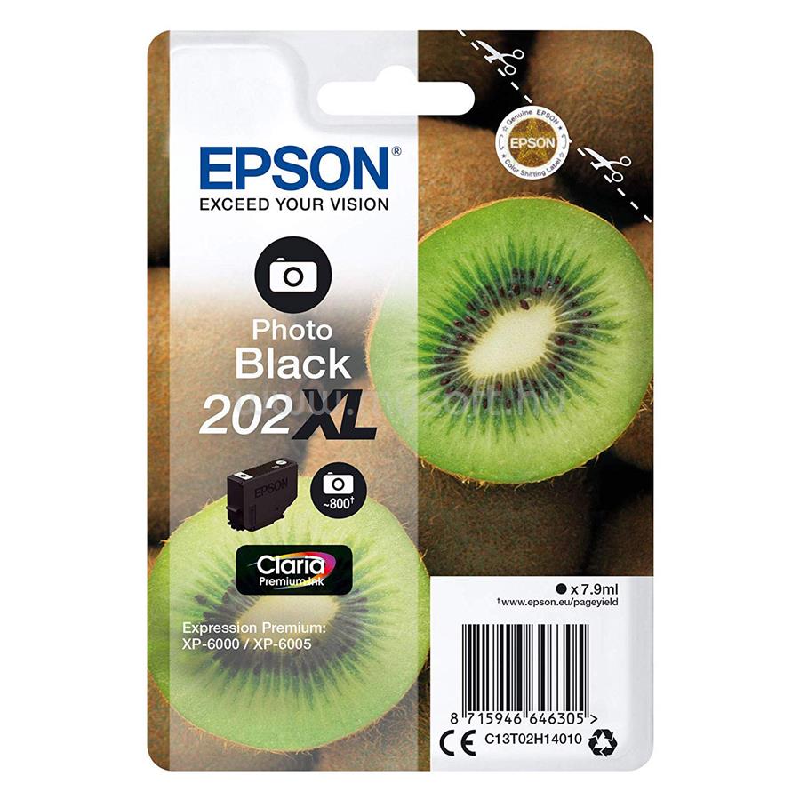 EPSON 202XL Eredeti fotó fekete Kiwi Claria Premium tintapatron (800 oldal)