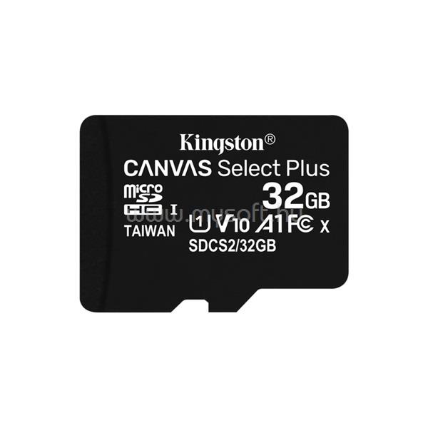 KINGSTON Canvas Select Plus MicroSDXC 32GB, Class10. UHS-I U1, V10 memóriakártya