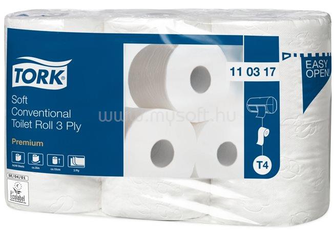 TORK T4 rendszer, Soft Premium toalettpapír, 3 rétegű, 12 cm átmérő, fehér