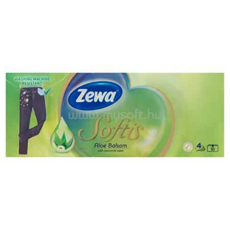 ZEWA Papír zsebkendő, 4 rétegű, 10x9 db, "Softis", aloe balsam
