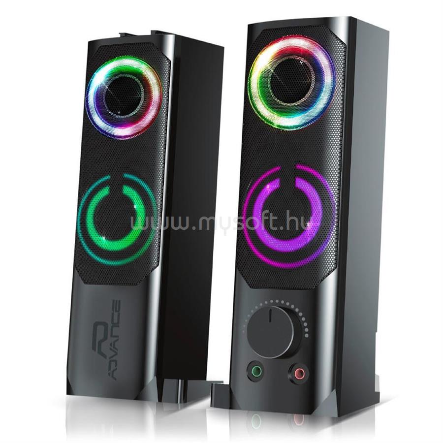 ADVANCE SOUNDPHONICS RGB 6W RMS hangszóró (2.0, 3,5mm Jack, RGB, fekete)