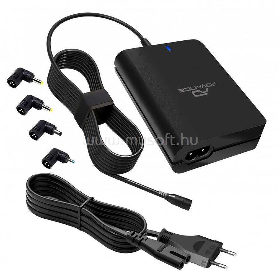 ADVANCE Universal Charger for HP Laptops notebook töltő (90W, 5 csatlakozó, automata feszültség érzékelés, fekete)