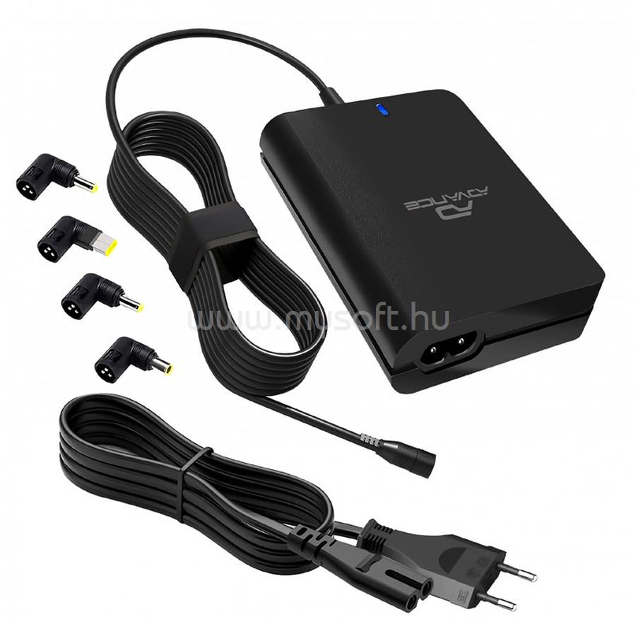 ADVANCE Universal Charger for LENOVO Laptops notebook töltő (90W, 4 csatlakozó, automata feszültség érzékelés, fekete)