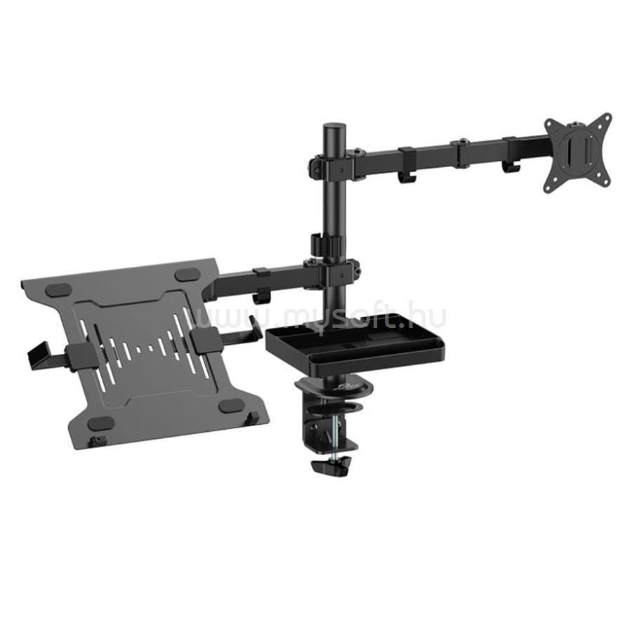 ADVANCE XTENDMOUNTS FLEX monitor/notebook asztali konzol (17-32", Max.: 2x9kg, dönthető, forgatható, fekete)