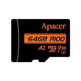 APACER MicroSD kártya - 64GB microSDXC UHS-I U3 V30 A2 (R/W: 100/80 MB/s) + adapter AP64GMCSX10U8-R small