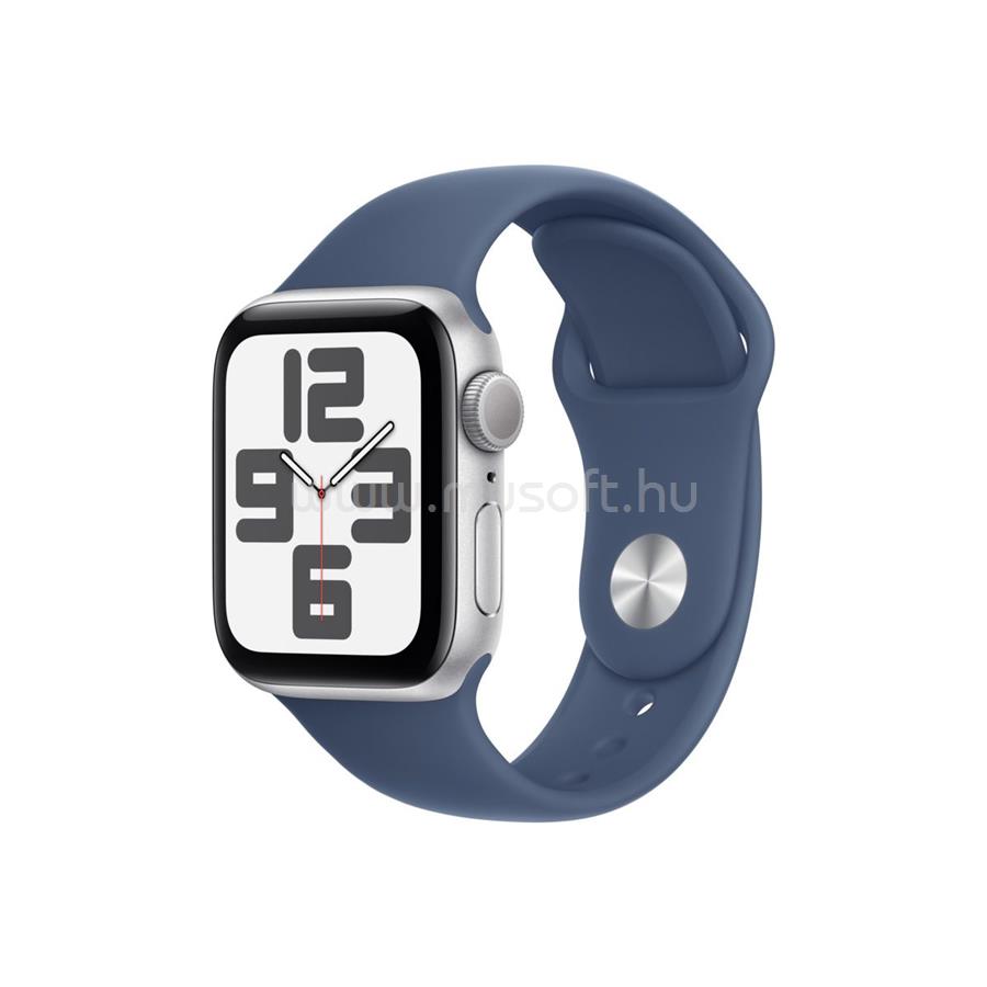 APPLE Watch SE 2 (2024) GPS (40 mm) ezüst alumíniumtok, denim sportszíj (M/L)