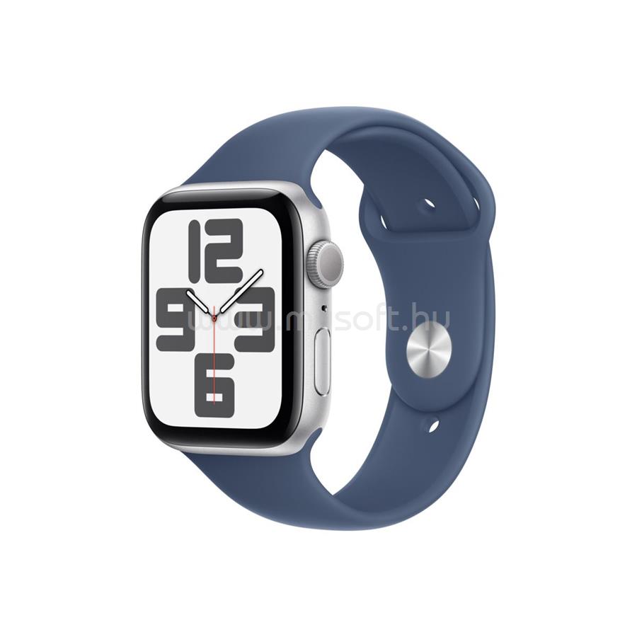 APPLE Watch SE 2 (2024) GPS (44 mm) ezüst alumíniumtok, denim sportszíj (M/L)