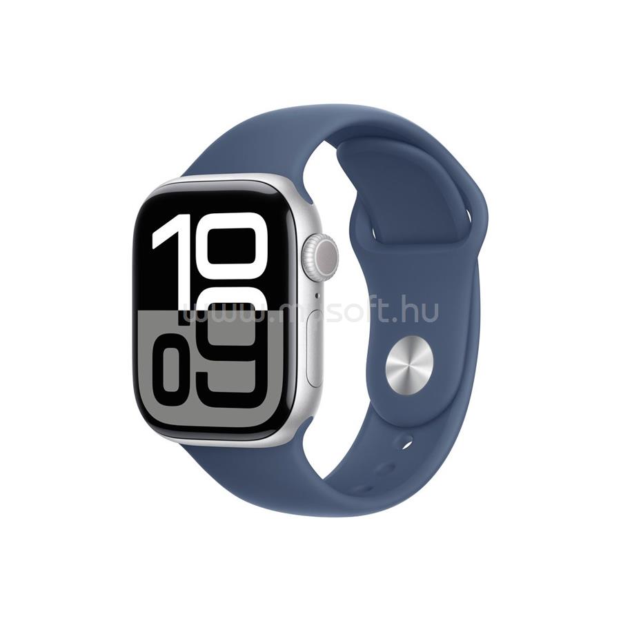 APPLE Watch Series 10 GPS (42mm) ezüst alumíniumtok, denim sportszíj (S/M)