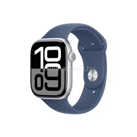 APPLE Watch Series 10 GPS (46mm) ezüst alumíniumtok, denim sportszíj (M/L) MWWM3QH/A small