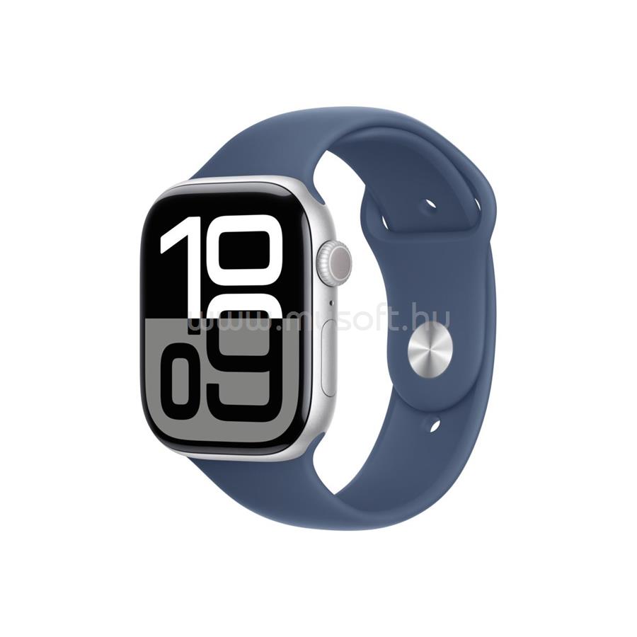 APPLE Watch Series 10 GPS (46mm) ezüst alumíniumtok, denim sportszíj (S/M)