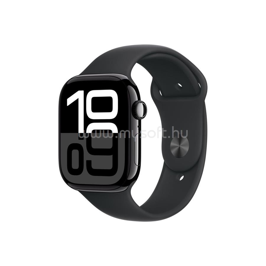 APPLE Watch Series 10 GPS (46mm) kozmoszfekete alumíniumtok, fekete sportszíj (S/M)