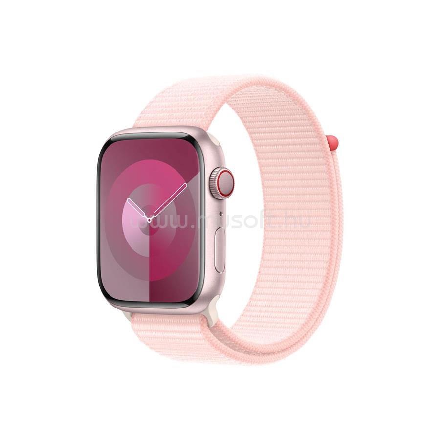 APPLE Watch Series 9 GPS + Cellular (45mm) rózsaszín alumínium tok, világos rózsaszín sportpánt okosóra