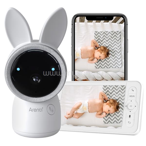 ARENTI AINANNY + 5" LCD bébiőr szett (3MP, sírás-, hőmérséklet-, páratartalom figyelés, microSD, mikrofon, hangszóró)