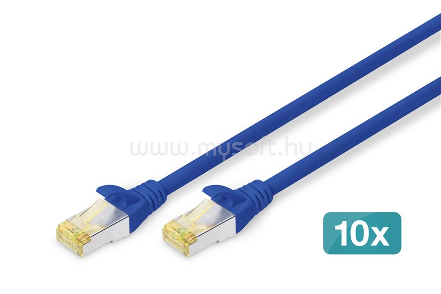 ASSMANN Digitus DK-1644-A-0025-B-10 hálózati kábel Kék 0,25 M Cat6a S/FTP (S-STP) (10 db)