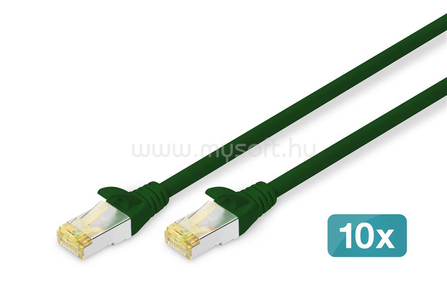 ASSMANN Digitus DK-1644-A-005-G-10 hálózati kábel Zöld 0,5 M Cat6a S/FTP (S-STP) (10 db)