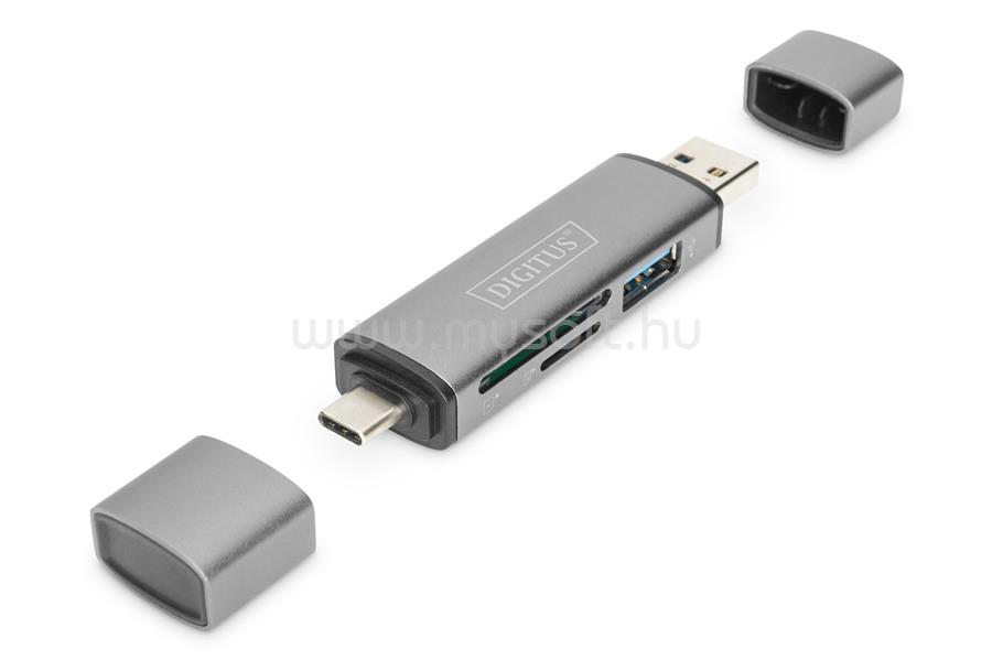 ASSMANN DIGITUS Dual Card Reader Hub USB-C / USB 3.0, OTG