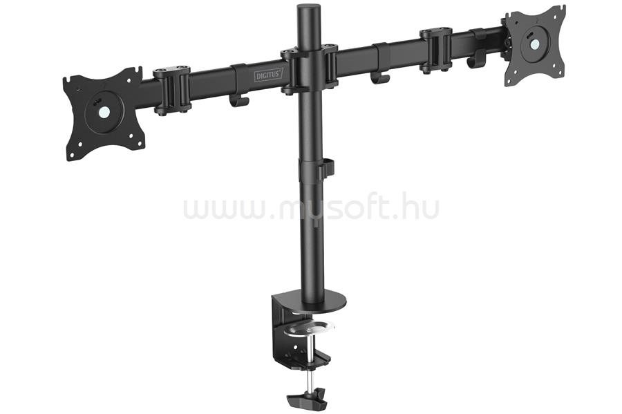 ASSMANN DIGITUS Universal Dual Monitor Stand with clamp mount 15-27", 2x8Kg, VESA max. 100x100