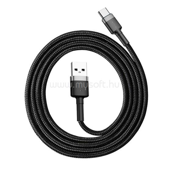 BASEUS Cafule USB-A /USB-C adat/töltőkábel 3A, 1m (Szürke/Fekete)