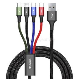 BASEUS Fast 4 az 1-ben USB --> 2xUSB-C, Lightning, Micro USB kábel 1.2 m (fekete) CA1T4-B01 small