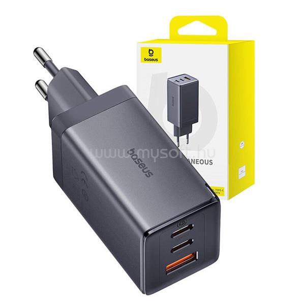 BASEUS P10110812827-Z1 GaN5 65W szürke hálózati adapter 1m USB Type-C kábellel