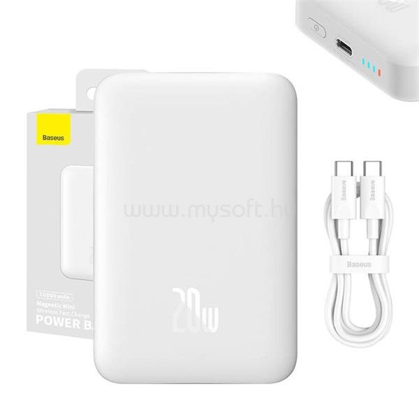 BASEUS PPCX070002 Magnetic Mini 10000mAh fehér powerbank