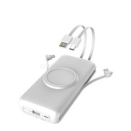 BLACKBIRD P1 10000mAh powerbank digitális kijelző, USB + Type-C + Micro-USB + Lighning csatlakozó (fehér) BH1546 small