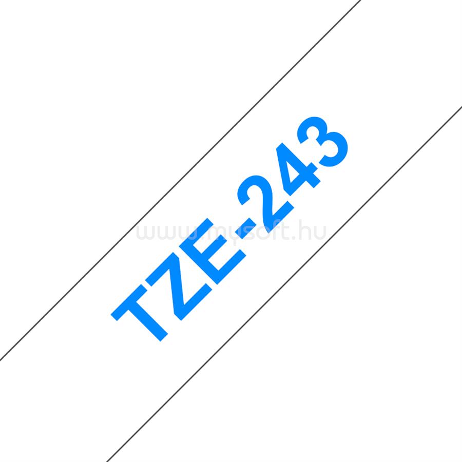 BROTHER TZe-243 fehér alapon kék laminált szalag 18 mm széles (8m)