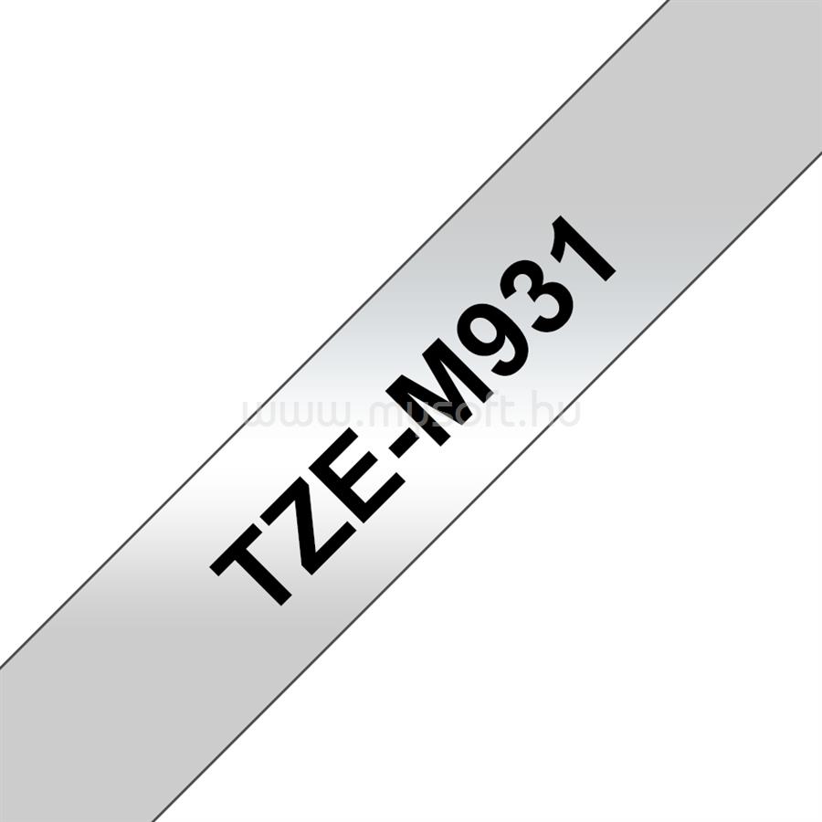 BROTHER TZe-M931 matt ezüst alapon fekete szalag 12mm széles (8m)