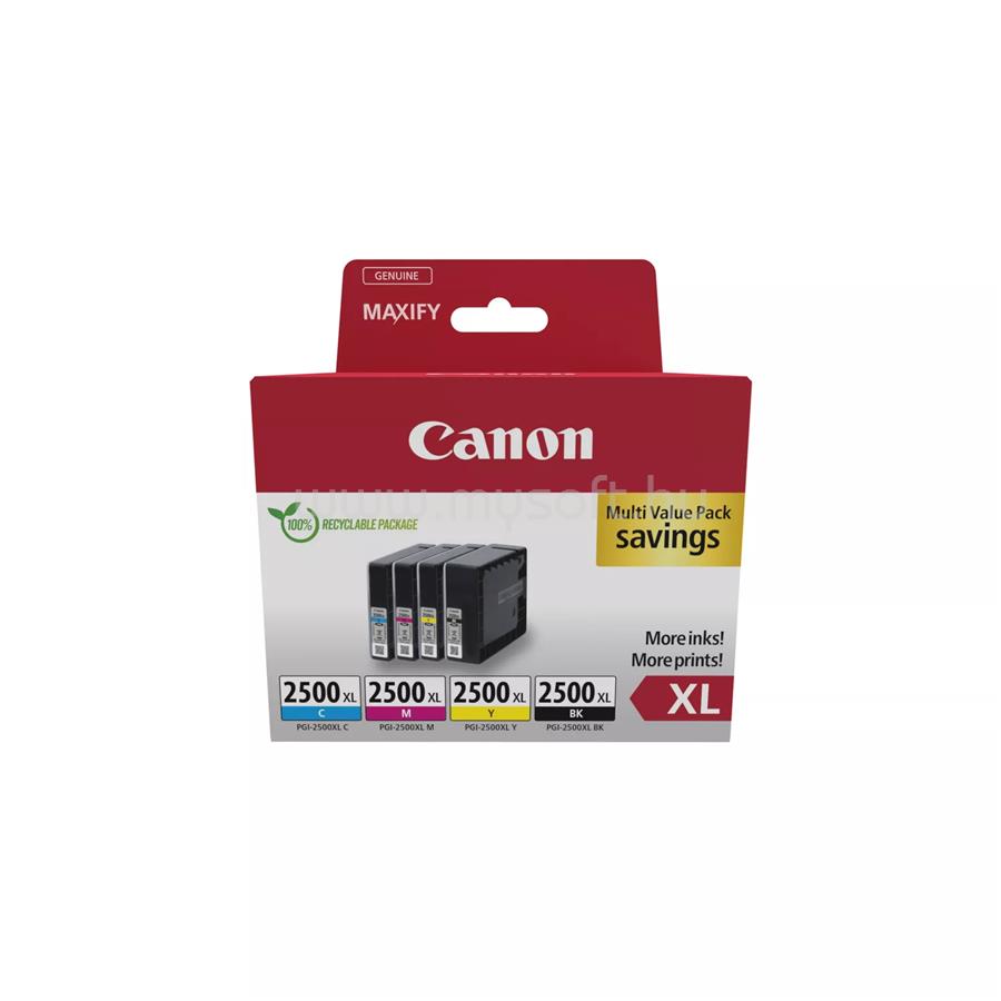 CANON Patron PGI-2500XL BK/C/M/Y/ Fekete/Cián/Magenta/Sárga (1x70,9ml/3x19,3ml)