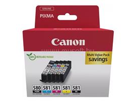 CANON Patron PGI-580BK/CLI-581 BK/C/M/Y Pigment Fekete/Fekete/Cián/Magenta/Sárga multipakk (1x11,2ml/4x5,6ml) 2078C007 small