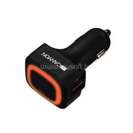 CANYON Autós Töltő, 4 portos, 4xUSB, 5V-4,8A, LED világítás, fekete - CNE-CCA05B CNE-CCA05B small