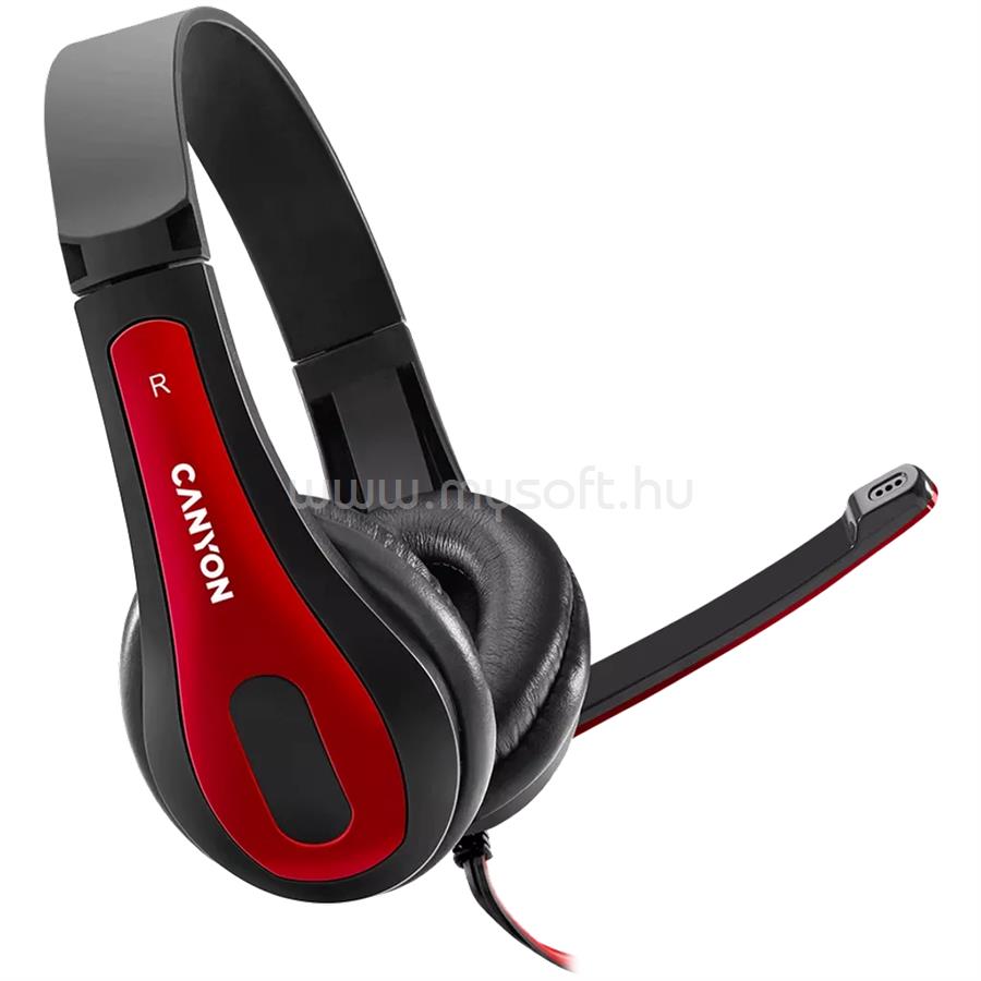 CANYON CNS-CHSC1 vezetékes  headset (fekete-piros)