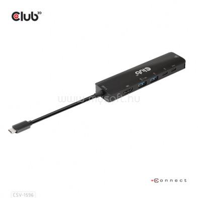 CLUB3D DOC USB Gen1 Type-C, 6-in-1 Hub with HDMI 8K30Hz-4K120Hz, 2xUSB Type-A, RJ45 and 2xUSB Type-C