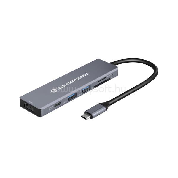 CONCEPTRONIC DONN23G 6-in-1 USB 3.2 Gen 1 Docking Station, USB 3.0 x 2, 100W PD, HDMI 2.0 4K60Hz , SD, TF/MicroSD