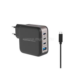 CONCEPTRONIC telefon töltő adapter+kábel - ALTHEA18B (3xUSB-C+USB-A, 100W, USB-C töltő kábel, fekete) ALTHEA18B small