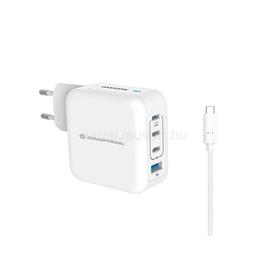 CONCEPTRONIC telefon töltő adapter+kábel - ALTHEA18W (3xUSB-C+USB-A, 100W, USB-C töltő kábel, fehér) ALTHEA18W small