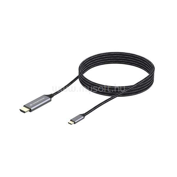 CONCEPTRONIC USB-C to HDMI kábel, 4K/60Hz, harisnyázott, fekete, 2m