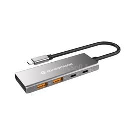 CONCEPTRONIC USB Hub - HUBBIES15G (4 Port, USB-C to 2x USB-C+2x USB-A, szürke) HUBBIES15G small