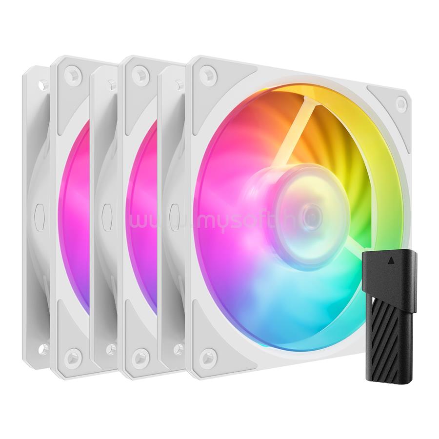 COOLER MASTER Mobius 120P ARGB White 3-Pack Fan Kit 12cm ház hűtő ventilátor