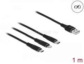 DELOCK 1 m hosszú, USB töltő kábel 3 az 1-ben Lightning -, Micro USB- és USB Type-C  csatlakozáshoz DL87155 small