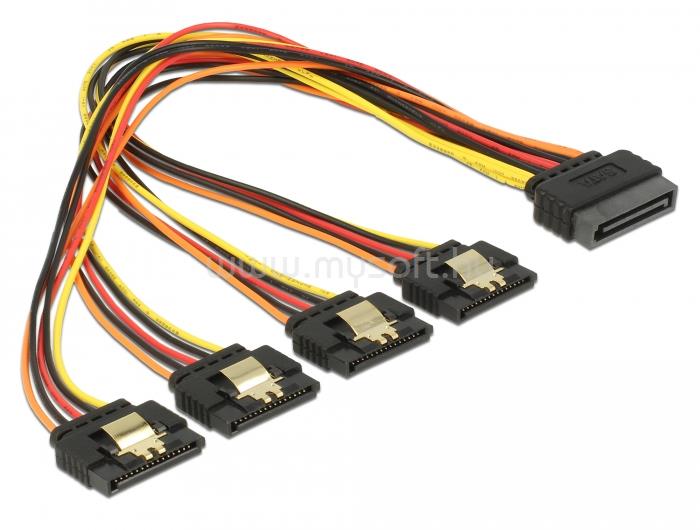 DELOCK 15 pin-es SATA kábel > 15 pin-es SATA tápcsatlakozó kimeneti 4 x egyenes 30 cm