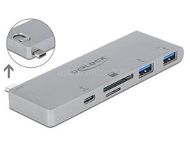 DELOCK 3 portos elosztó és 2 bemenetes kártyaolvasó MacBook-hoz 3.0 PD-vel és mozgatható (behúzható) DL64078 small